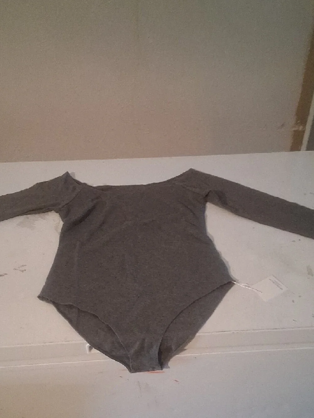 Mangopop Gray Scoop Neck Short Sleeve Bodysuit